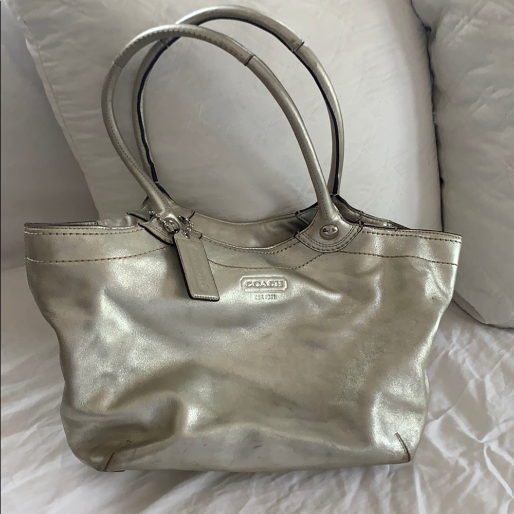 Silver coach bag